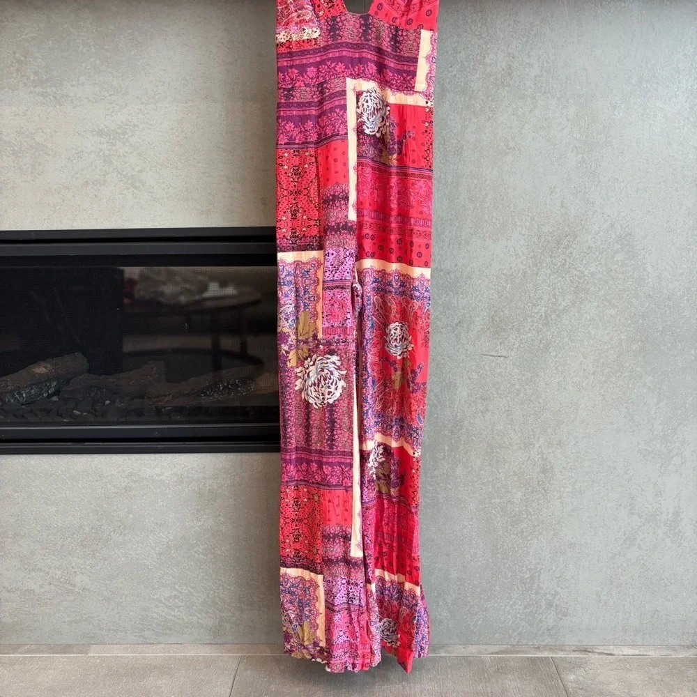 Free People Margarita Bohemian Patchwork Flowy Jumpsuit, Size 2